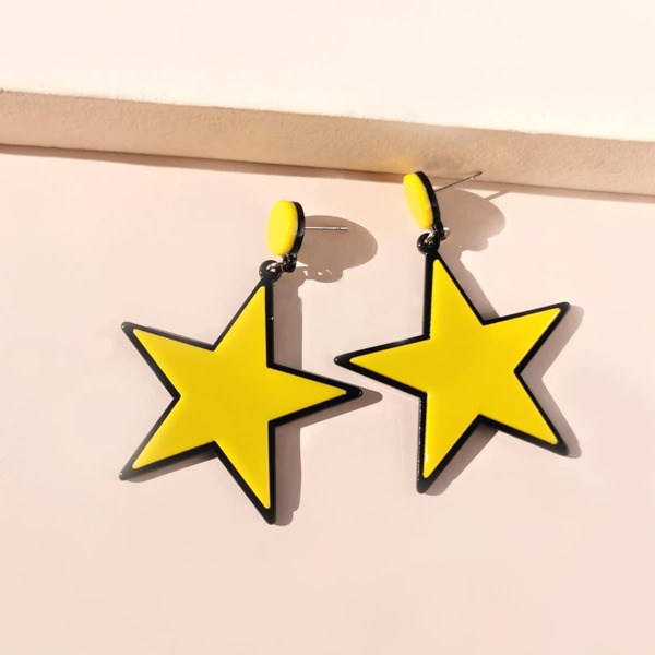 

Star Charm Drop Earrings, Yellow