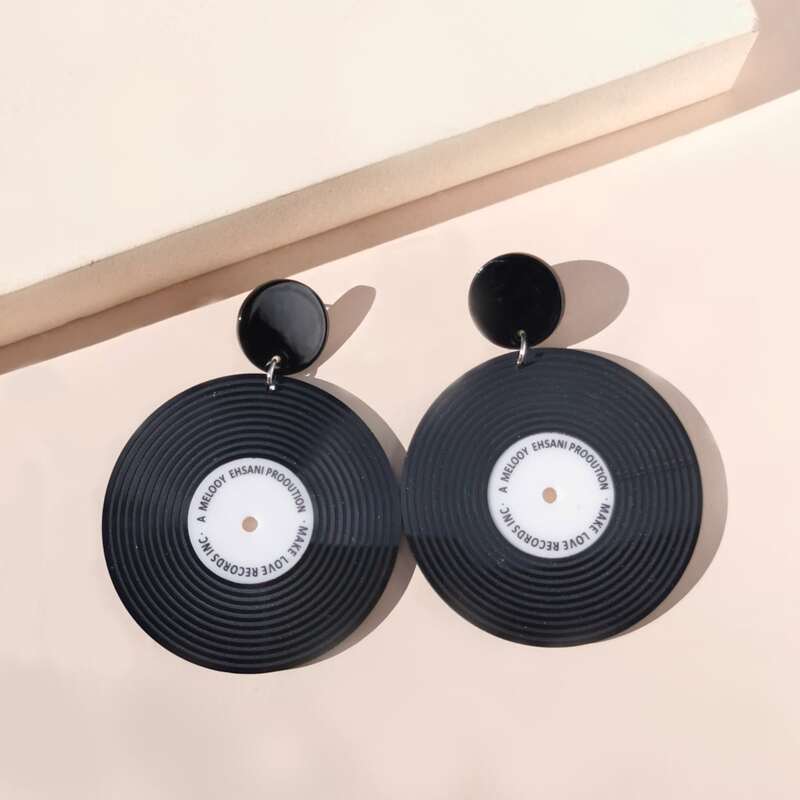 

Round Charm Drop Earrings, Black