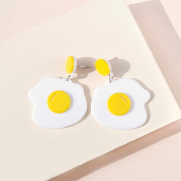 

Egg Charm Drop Earrings, White