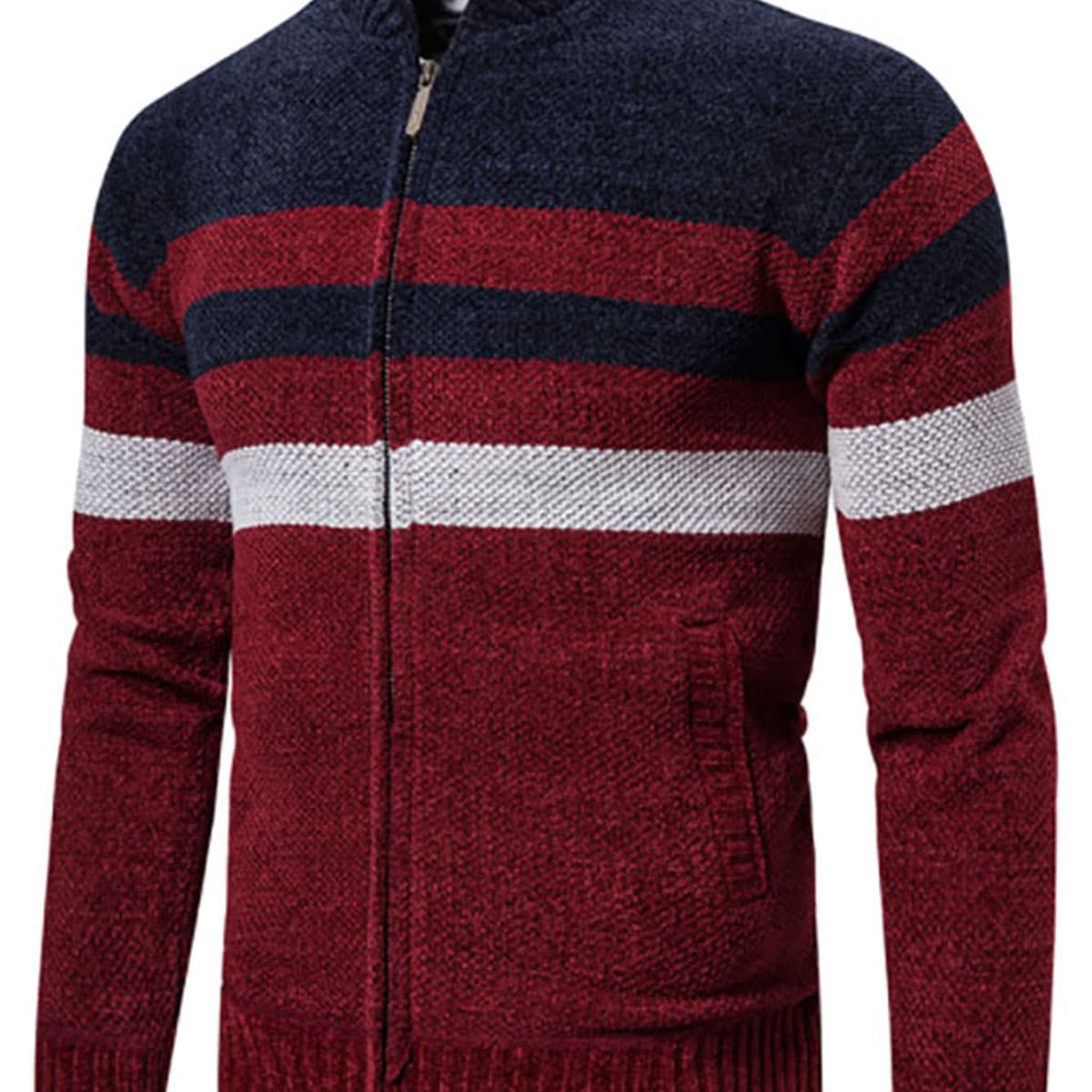 

Guys Colorblock Zip Up Cardigan, Multicolor