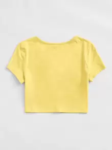 SHEIN Qutie Button Front Crop Top - Yellow - View 2