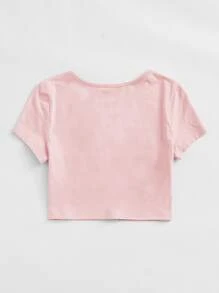 Muchica Top corto con botón delantero - Rosa Pálido - Ver 3