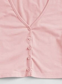 Muchica Top corto con botón delantero - Rosa Pálido - Ver 6