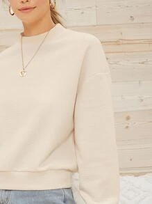 SHEIN Essnce Pullover de hombros caídos de cuello alto - Albaricoque - Ver 4