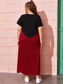 Mulvari Plus Chevron Striped Panel Colourblock Dress - Multicolor - View 2