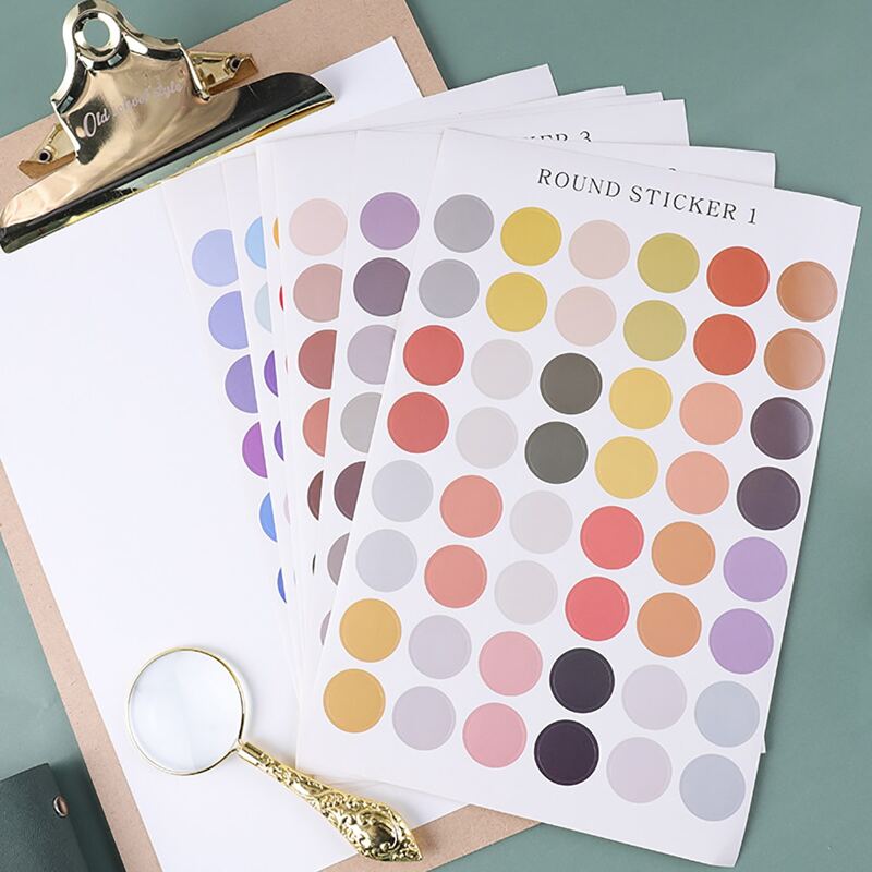 

5sheets Random Color Round Sticker, Multicolor