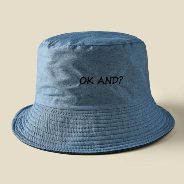 

Letter Embroidery Bucket Hat, Blue