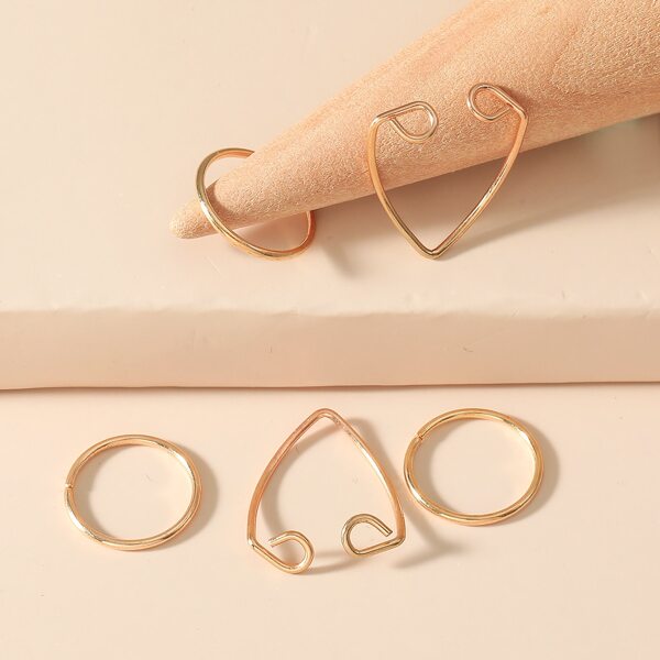 

5pcs Structured Cuff Ring, Gold