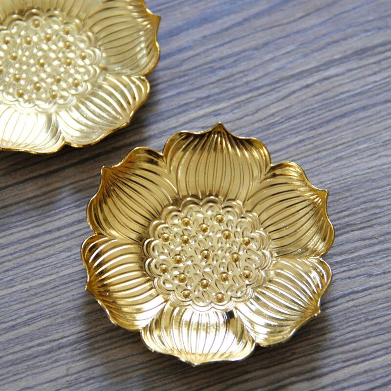 

1pc Flower Shaped Coaster, Gold