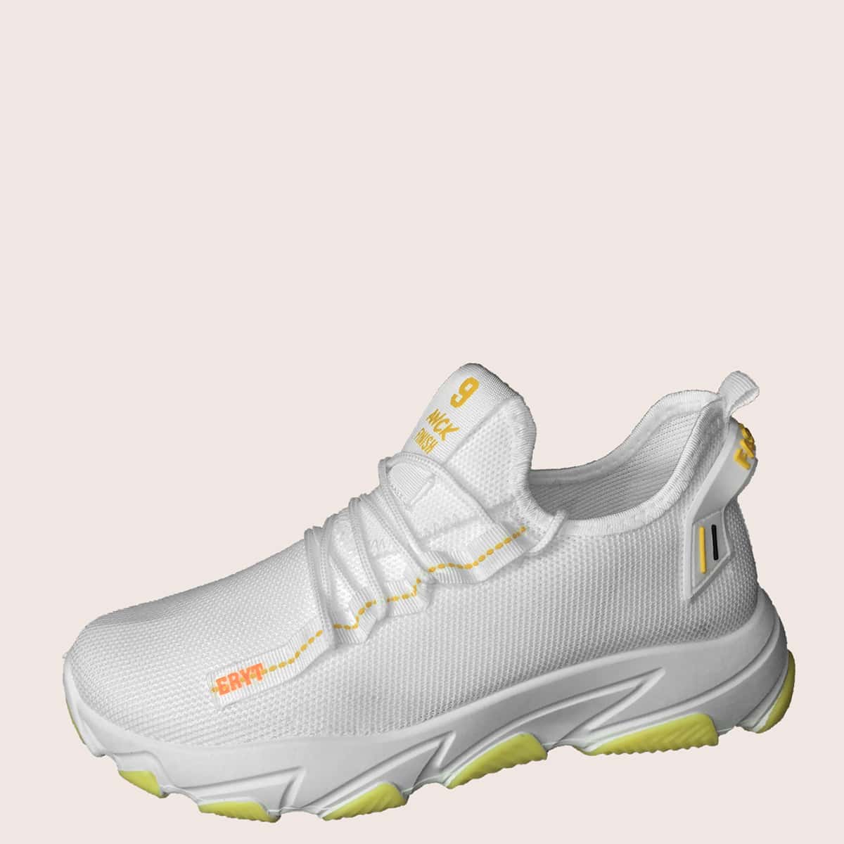 

Guys Lace Up Decor Wide Fit Knit Sneakers, White