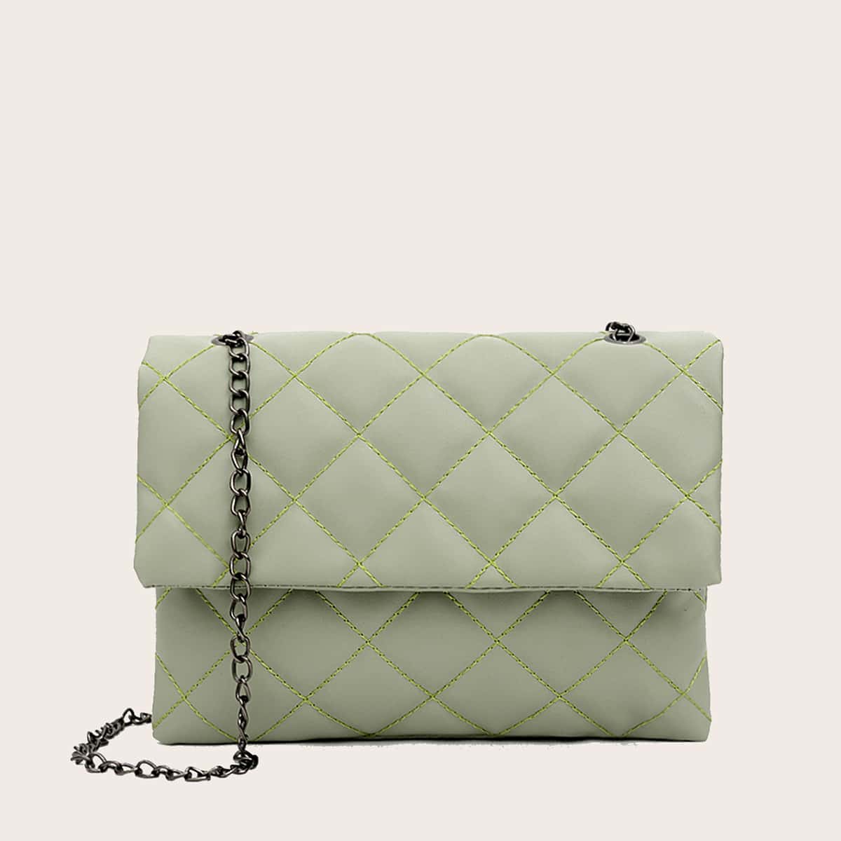 

Quilted Flap Crossbody Bag, Green