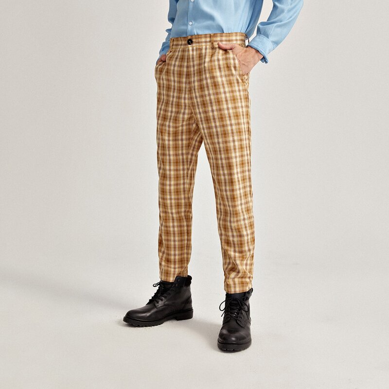 

Guys Zipper Fly Tartan Tailored Pants, Multicolor