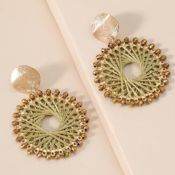 

Hollow Out Braided Drop Earrings, Gold