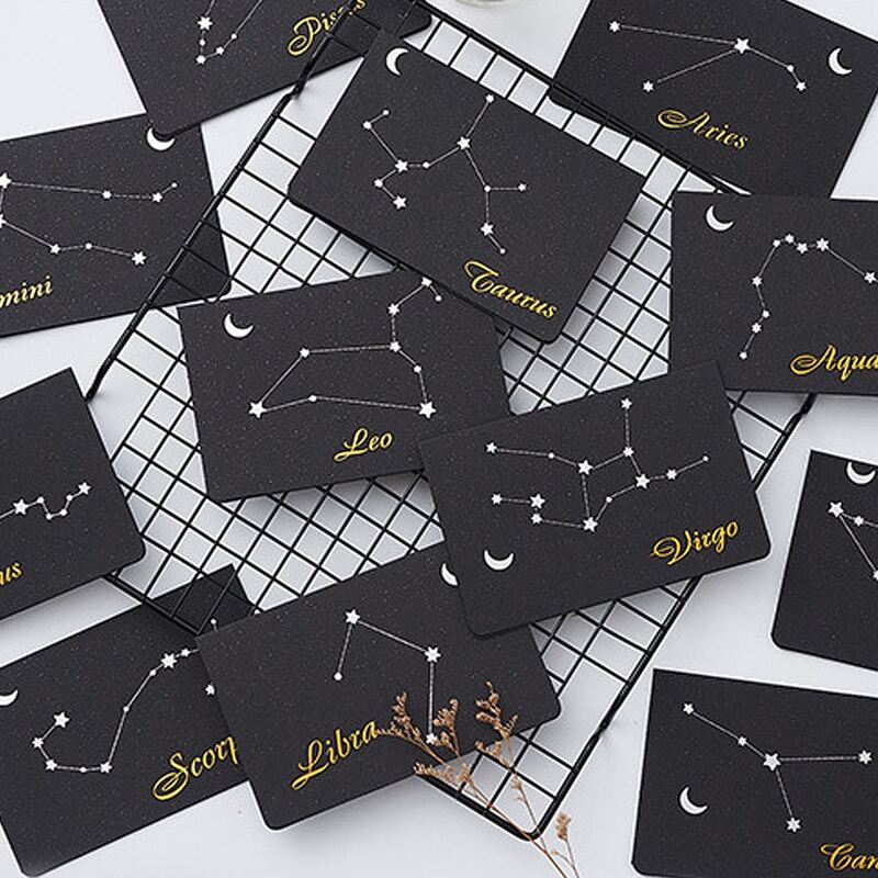 

2pcs Constellation Print Random Envelope & Card, Black