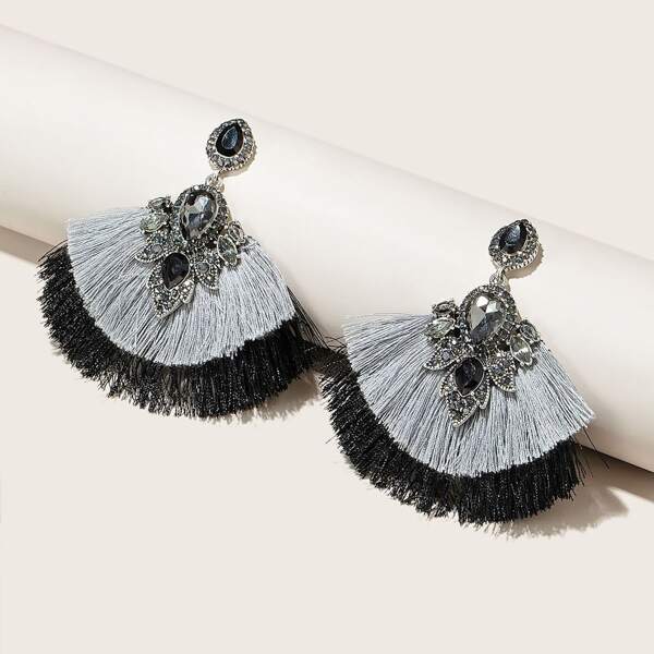 

Rhinestone Fan Decor Drop Earrings, Multicolor