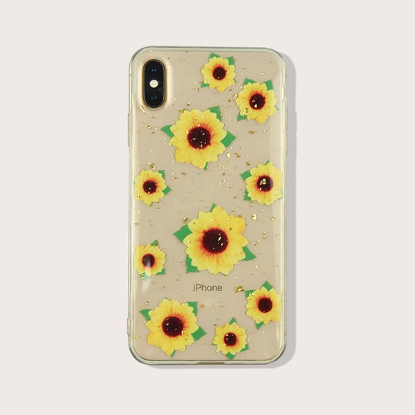 

1pc Flower Print iPhone Case, Multicolor