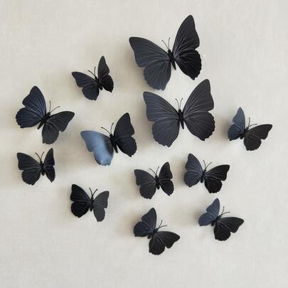 12pcs/Set 3D Butterfly Wall Sticker, Modern Plastic Butterfly Sticker For Wedding, Home, Stickers, Wall Decal, Vinyl Decal For Home Decorations, Spring Decoration Items Refresh Your Home, Rama Decoration Stickers Gifts Birthday Graduation School Decor School Surprise Dormitory Decor Back To School Room Decor School Supplies