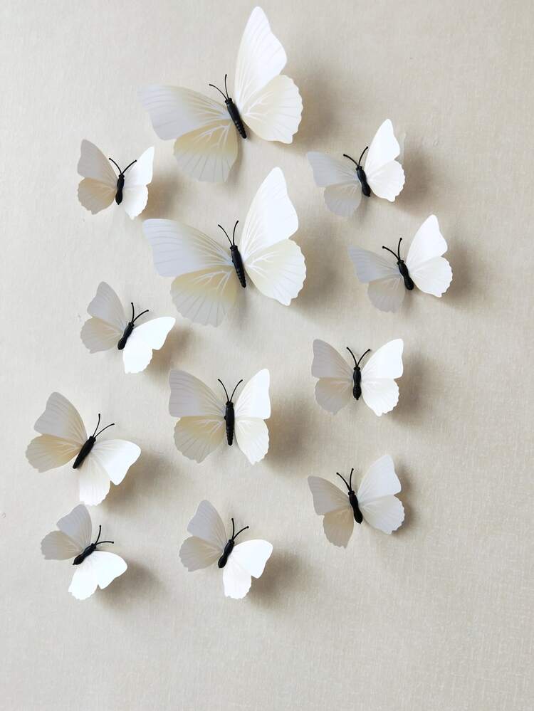 12pcs 3D Butterfly Wall Sticker, Removable Plastic Butterfly Wall Art Decal, For Home Decor, Stickers, Wall Decal, Vinyl Decal For Home Decorations, Spring Decoration Items Refresh Your Home, Rama Decoration Stickers School Decor School Surprise Dormitory Decor Back To School Room Decor School Supplies