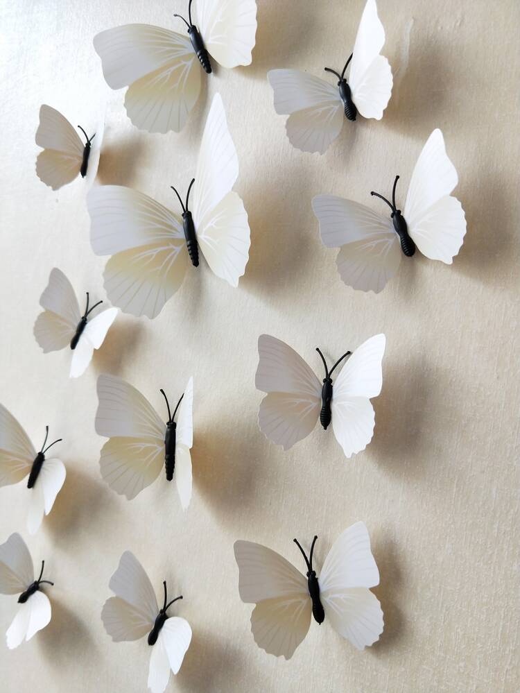 12pcs 3D Butterfly Wall Sticker, Removable Plastic Butterfly Wall Art Decal, For Home Decor, Stickers, Wall Decal, Vinyl Decal For Home Decorations, Spring Decoration Items Refresh Your Home, Rama Decoration Stickers School Decor School Surprise Dormitory Decor Back To School Room Decor School Supplies