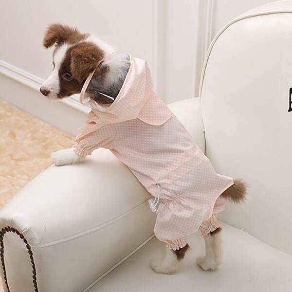 

1pc Dog Hooded Raincoat, Pink