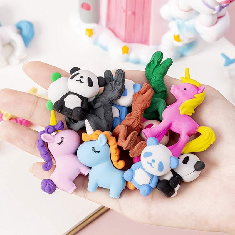 

3pcs Animal Shaped Random Eraser, Multicolor