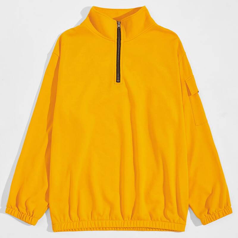 

Guys Solid Half Zip Sweatshirt, Mustard yellow