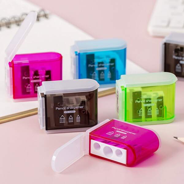

1pc 3-hole Random Pencil Sharpener, Multicolor