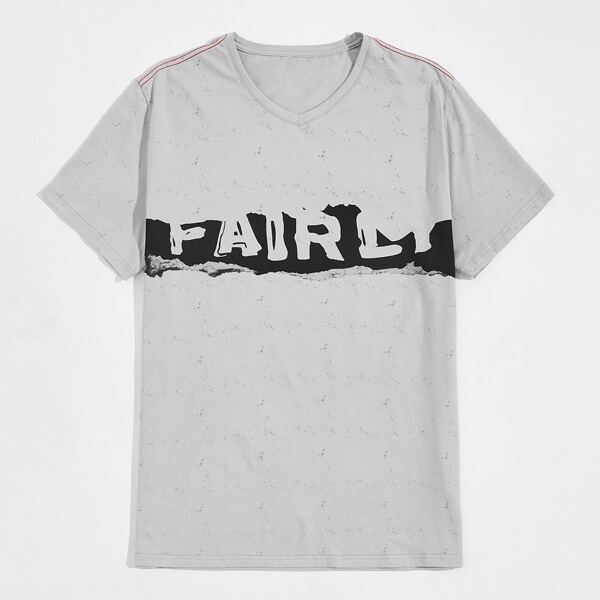 

Men Letter Graphic Tee, Light grey