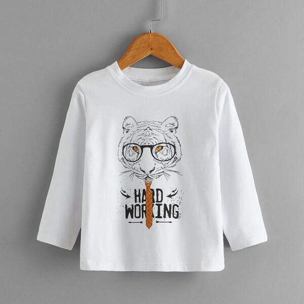

Toddler Boys Tiger And Letter Graphic Tee, White