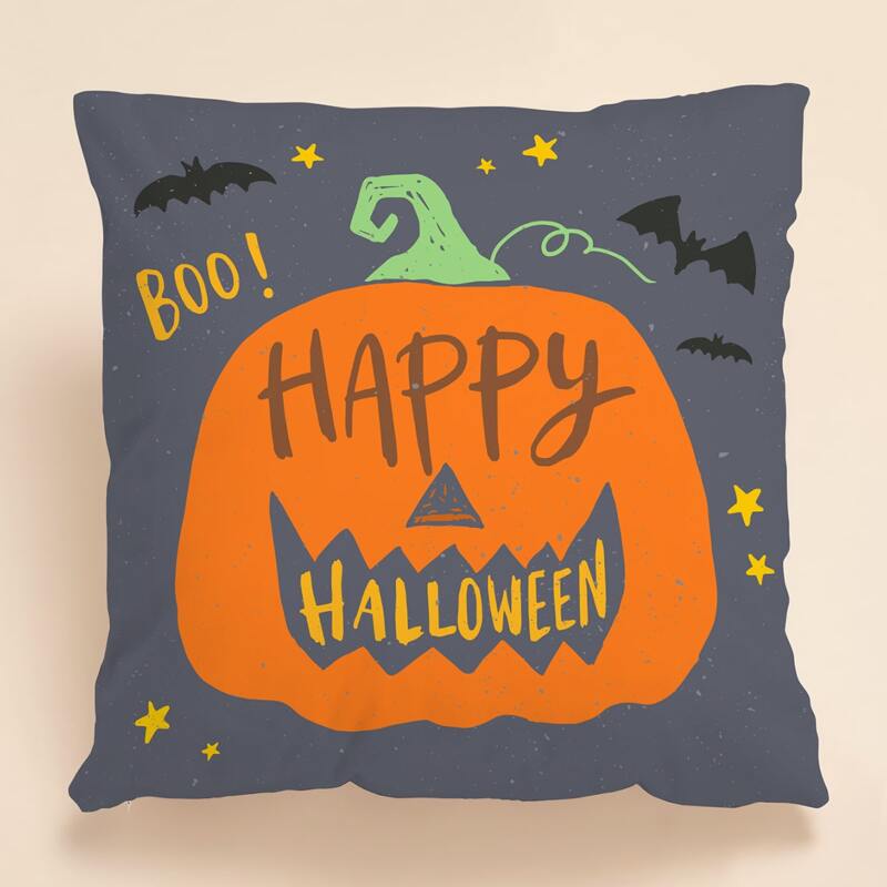 

Halloween Pumpkin Print Cushion Cover Without Filler, Multicolor