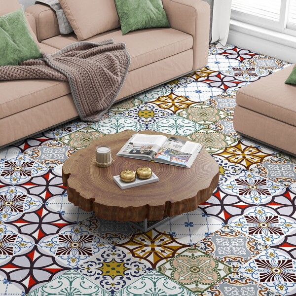 

10pcs Vintage Pattern Floor Sticker, Multicolor