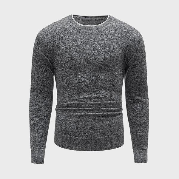 

Men Space Dye Crew Neck Sweater, Dark grey