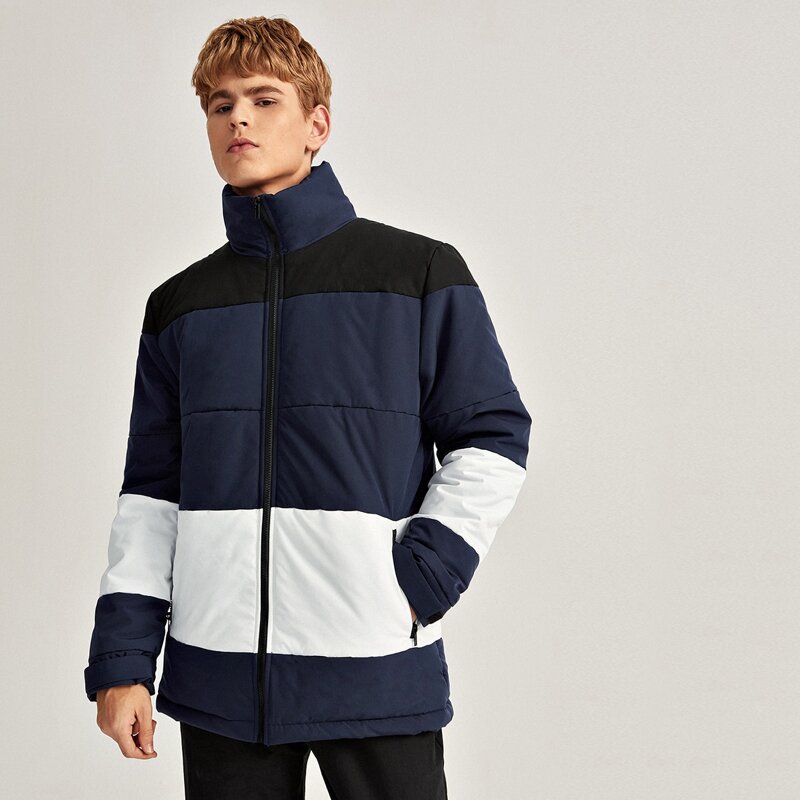 

Guys High Neck Colorblock Puffer Coat, Multicolor
