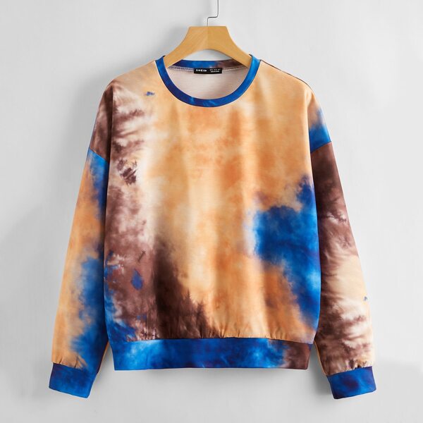 

Drop Shoulder Tie Dye Sweatshirt, Multicolor