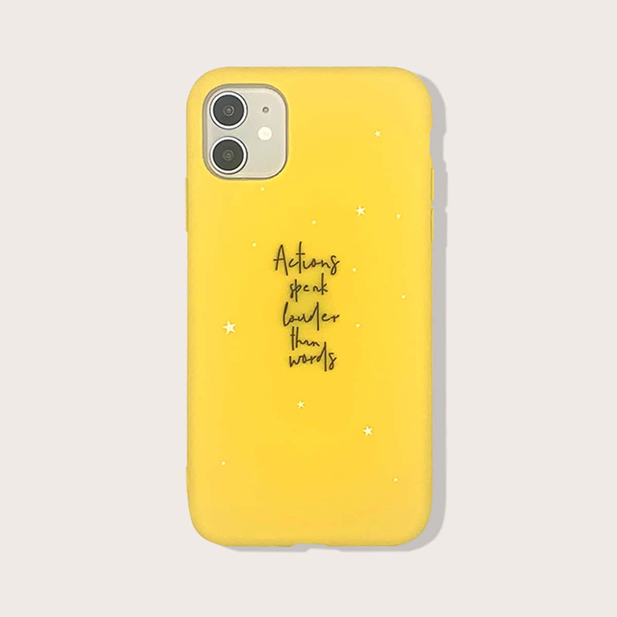 

1pc Slogan Graphic iPhone Case, Yellow