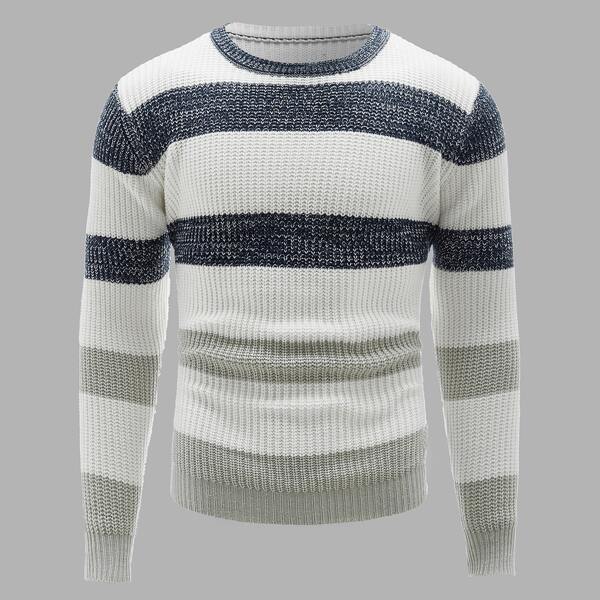 

Men Contrast Panel Crew Neck Sweater, Multicolor