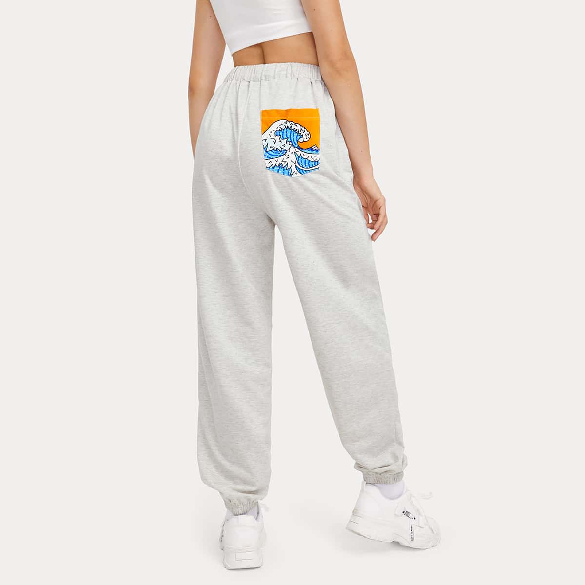 

Wave Graphic Sweatpants, Light grey