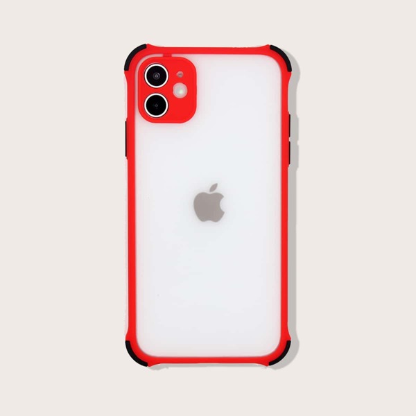 

1pc Contrast Frame iPhone Case, Red