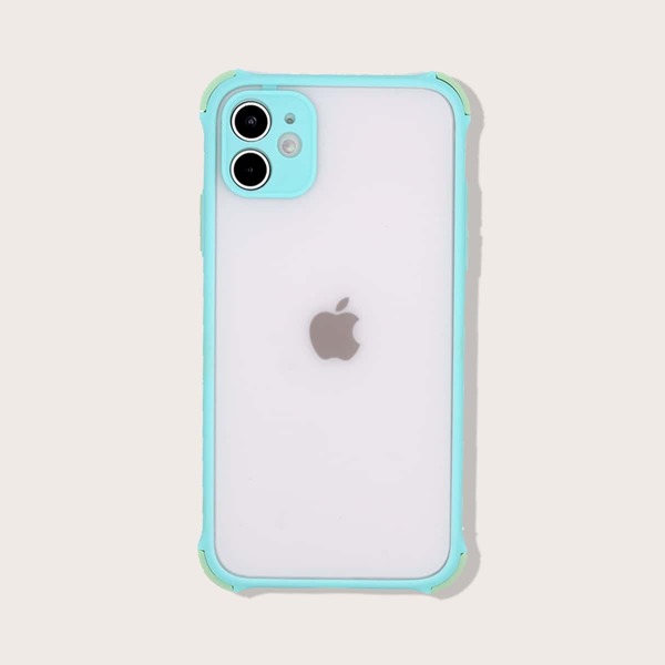 

1шт чехол для iPhone с контрастной рамкой, Прозрачный мятно-зеленый