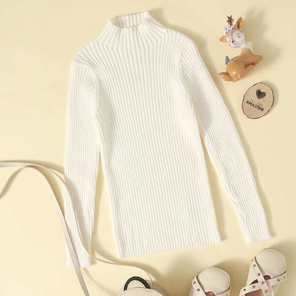 

Toddler Boys Mock Neck Solid Sweater, White