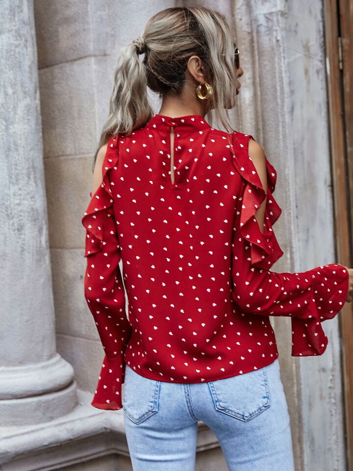 Hombros Descubiertos Blusas Con Ribetes Blusa Elegante Hombros