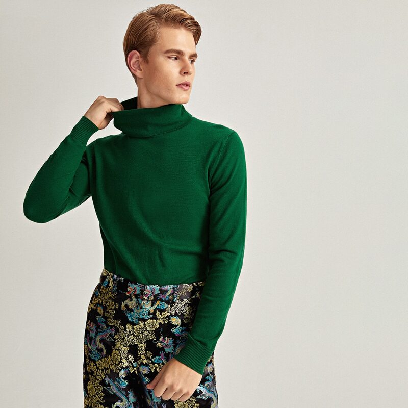 

Guys High Neck Solid Sweater, Green