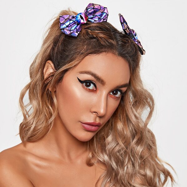 

6pcs Halloween Bow Knot Decor Hair Clip, Multicolor