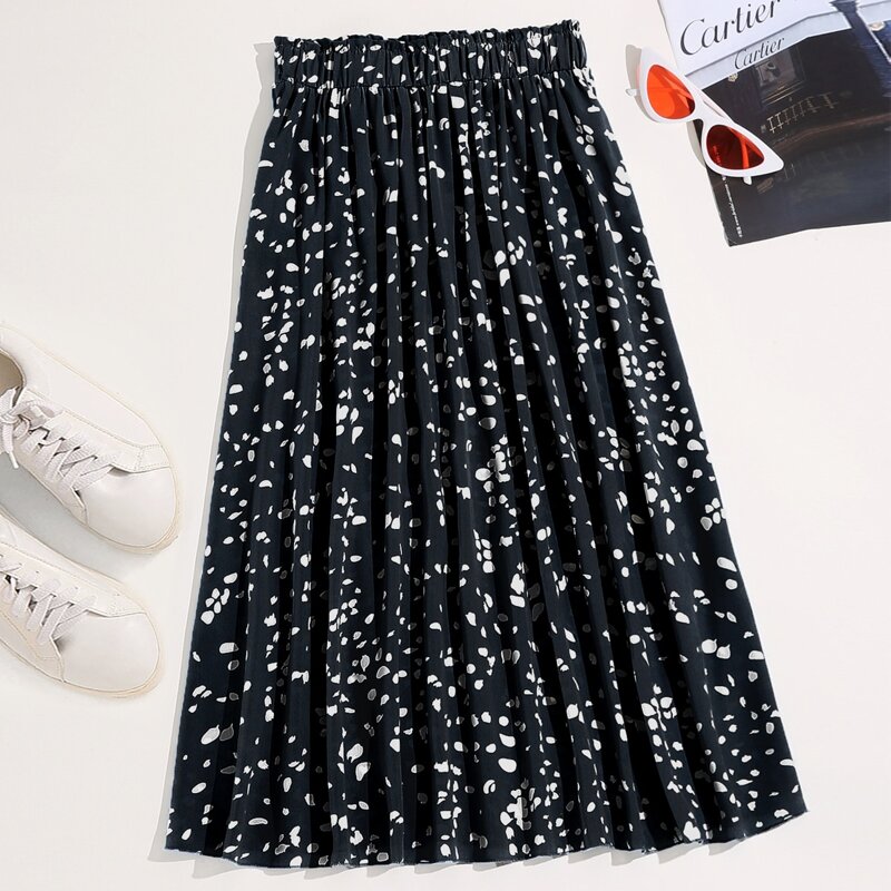 

Dalmatian Print Flared Skirt, Black