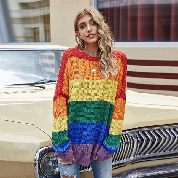 

LGBTQIA радужный полосатый свитер, Многоцветный