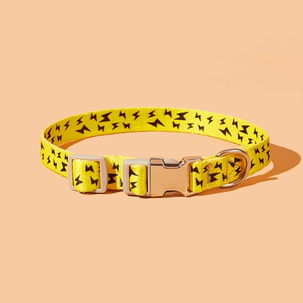 

1pc Geometric Print Release Buckle Dog Collar, Yellow