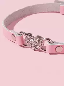 1入組水鑽裝飾狗狗頸環 - 粉色 - 查看 1