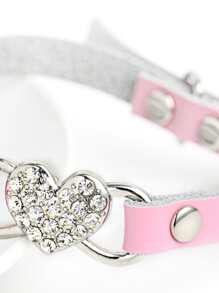 1入組水鑽裝飾狗狗頸環 - 粉色 - 查看 4