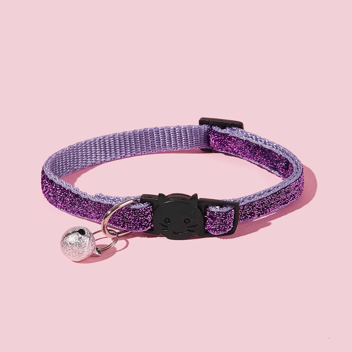 

1pc Cat Collar With Bell, Purple