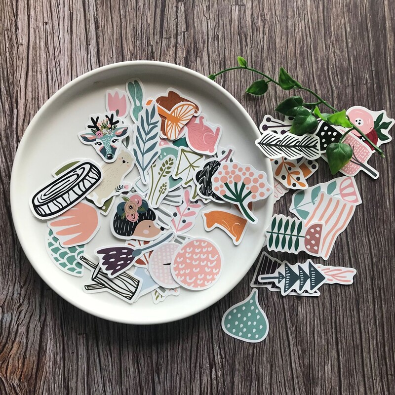 

50pcs Plants & Animal Print Sticker, Multicolor